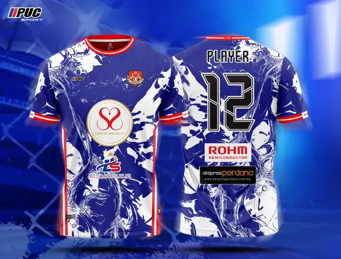 Jersi Kelantan City FC Biru — depan dan belakang