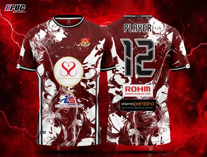 Jersi Kelantan City FC Merah — depan dan belakang
